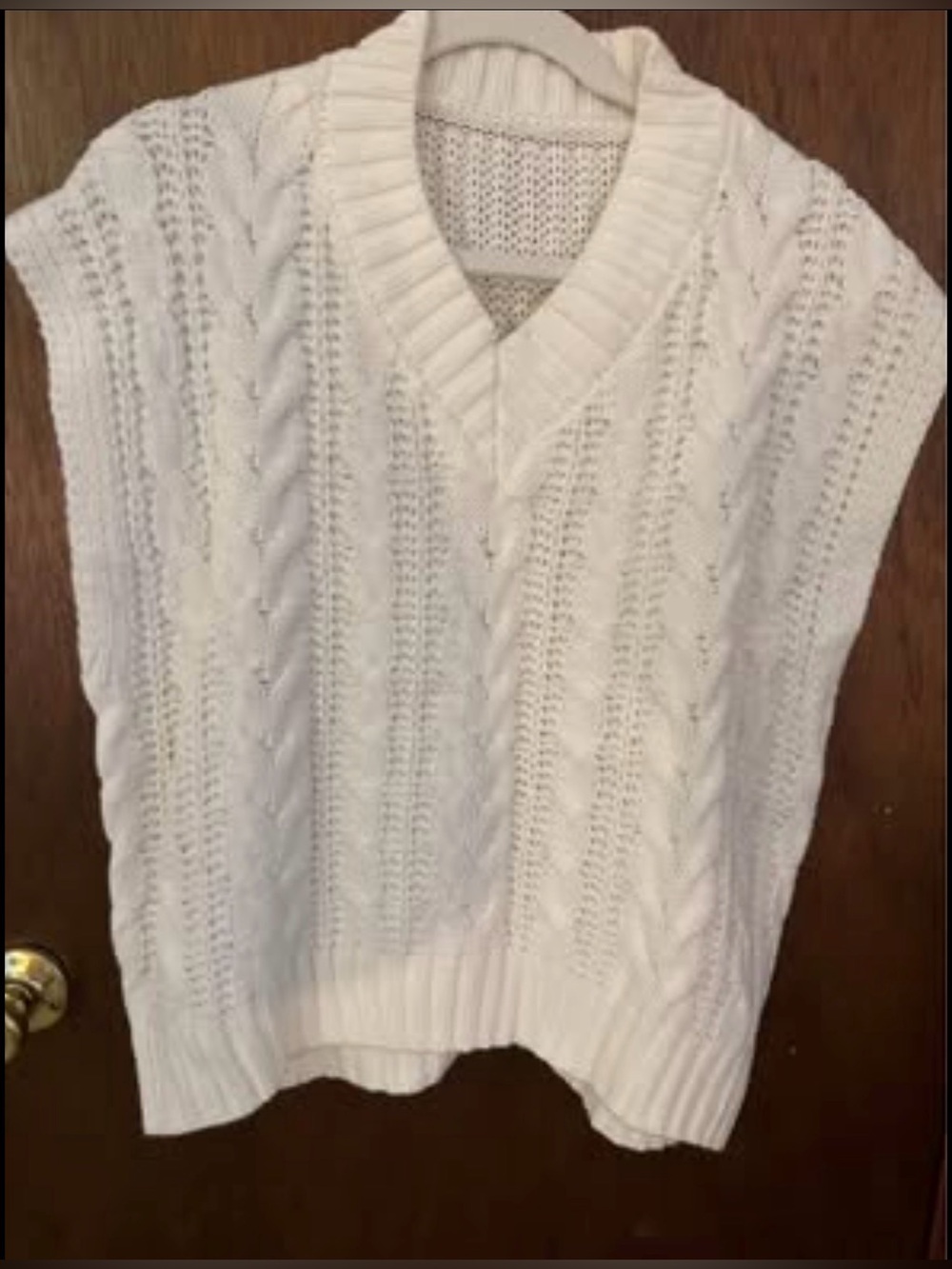 SHEIN Cable Knit V-Neck Sleeveless Sweater Vest - off white NWOT